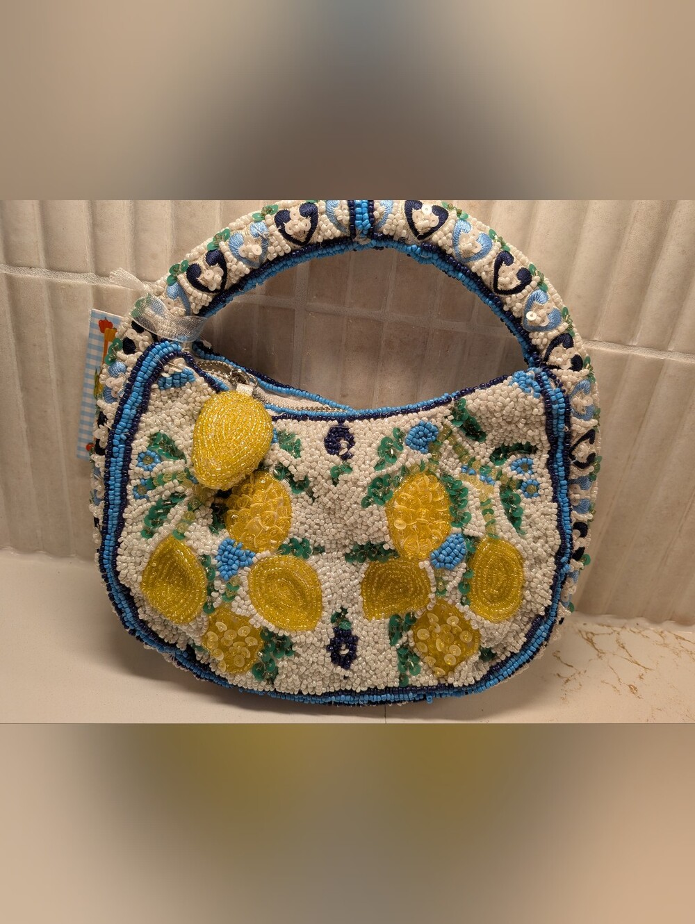 Handcrafted In India Beaded Lemon Mini Bag - Picture 2 of 7